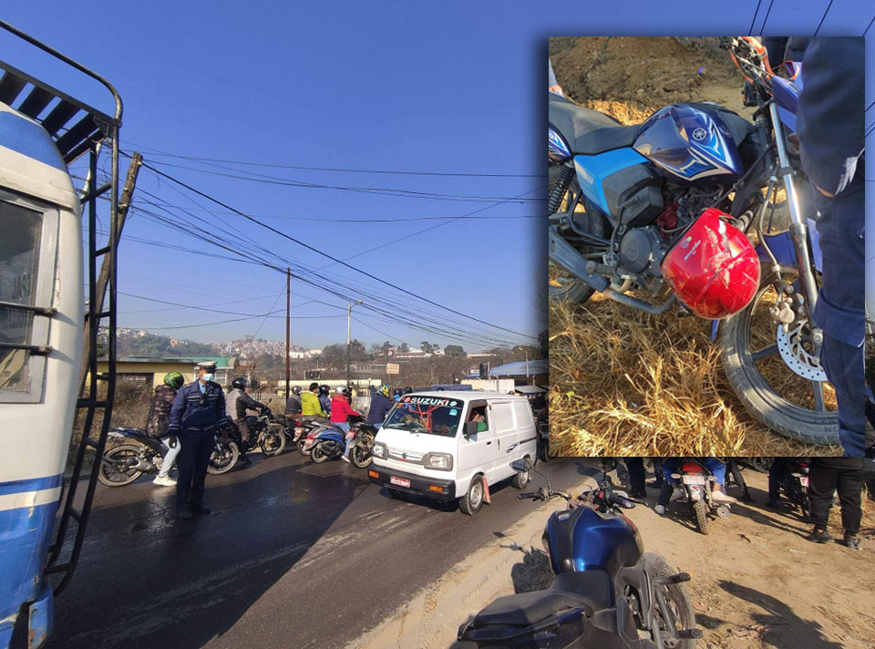 चोभारमा स्कुलबसको ठक्करबाट मोटरसाइकल चालकको मृत्यु
