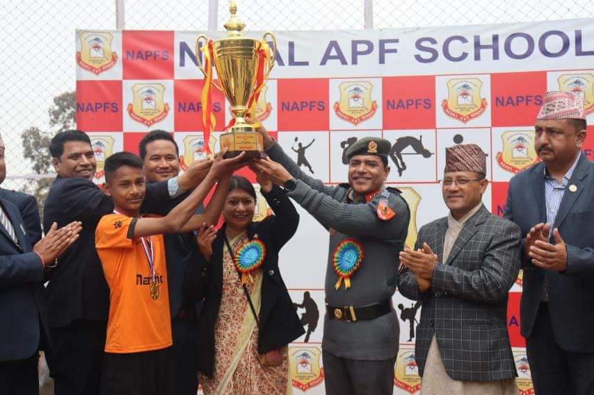 आयोजक एपीएफ स्कुललाई सातौं नेपाल एपीएफ स्कुल कप आमन्त्रित फुटबल प्रतियोगिताको उपाधी