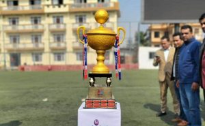 केपी ओली कप फुटबलको ट्रफी सार्वजनिक