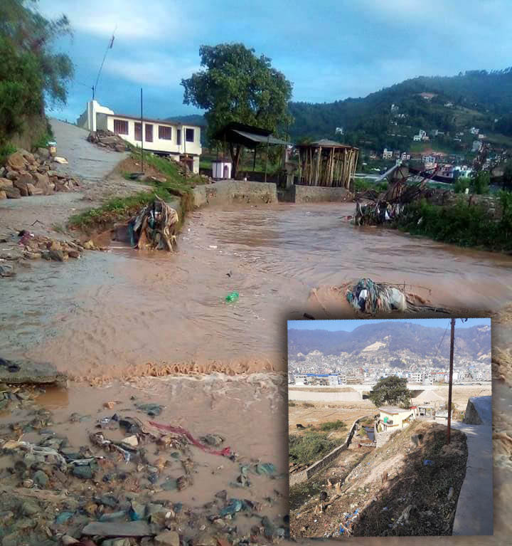 कलभर्ट निर्माणका लागि चन्द्रागिरि ७ र १ जोड्ने वाणस्थली त्रिवेणीघाट-सृजनाचोक सडक बन्द गरिँदै