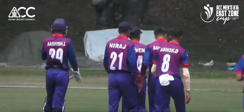 एसीसी मेन्स यू १६- इस्टर्न जोन कपः थाइल्याण्ड विरूद्ध नेपाल २२५ रनले विजयी