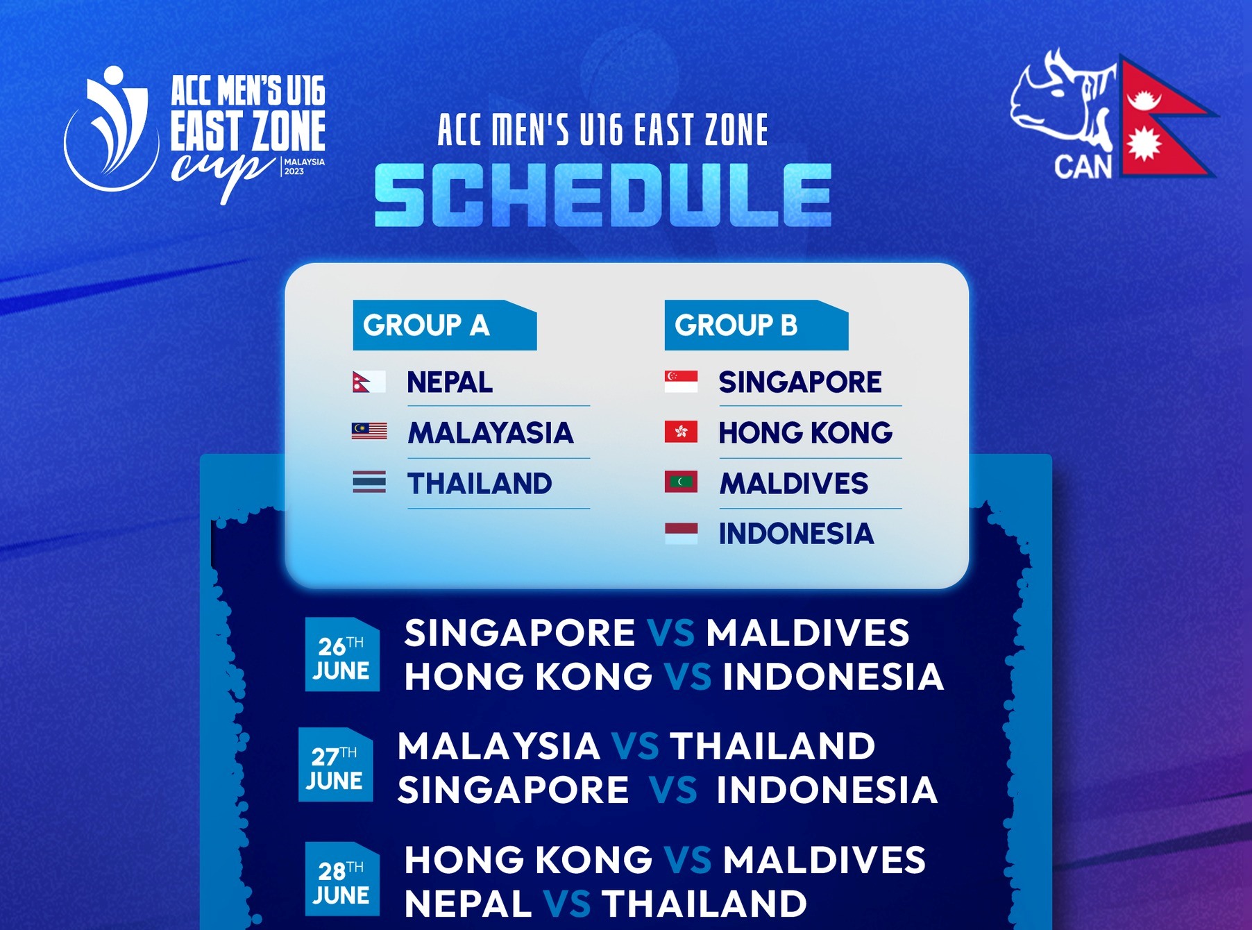 एसीसी यू-१६ इस्ट जोन: नेपालको पहिलो प्रतिद्वन्दी थाइल्याण्ड