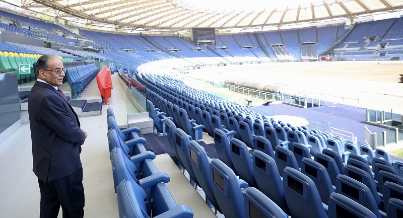 स्टुडियो ओलम्पिको रोमा अवलोकनमा प्रधानमन्त्री दाहाल