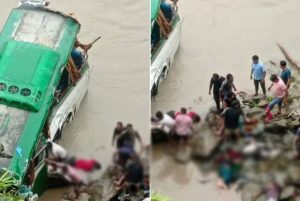 धादिङको गजुरी नजिकैबाट यात्रु बस त्रिशुली नदीमा खस्यो, नदी किनारमा विभत्स दृश्य