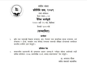 ‍प्रतिनिधि सभा बैठक बस्दै, यस्तो छ सम्भावित कार्यसूची