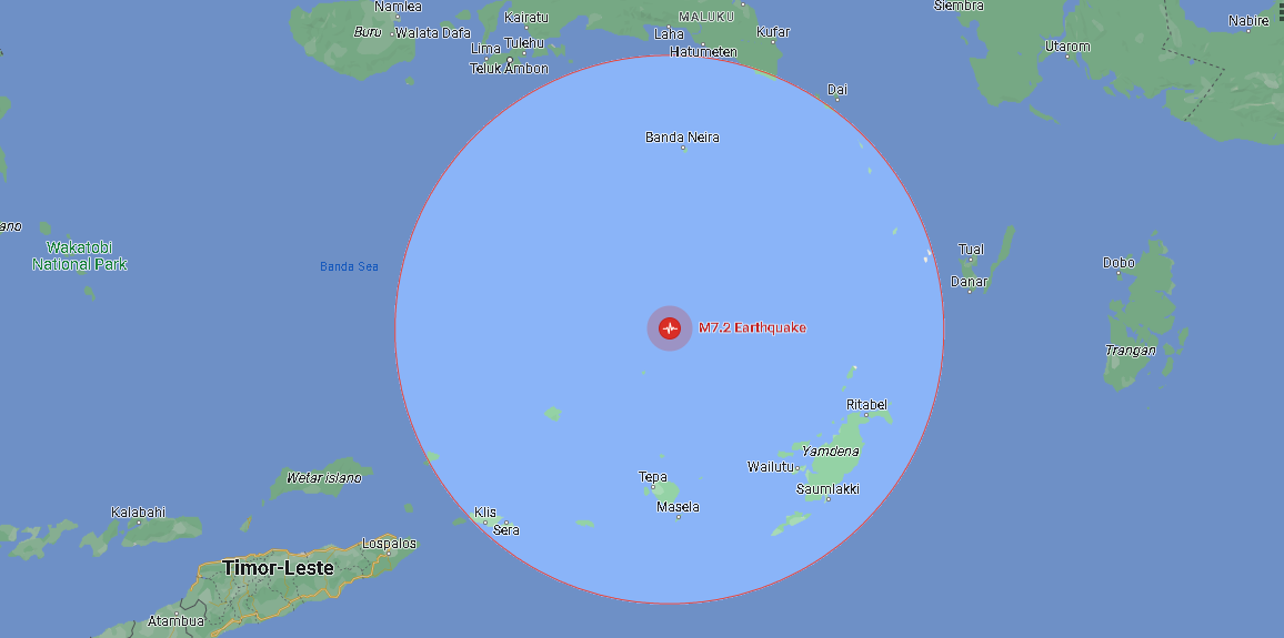 इन्डोनेसियाको बान्दा सागरमा ७.१ म्याग्निच्युडको शक्तिशाली भूकम्प