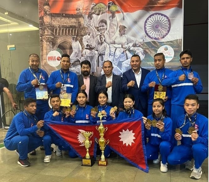 मुम्बई अन्तरार्ष्ट्रिय कराँते च्याम्पियनसीपःधनबहादुर खेलकुद प्रतिष्ठानका खेलाडीलाई ११ स्वर्णपदक