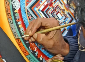 सदस्यहरूलाई थाङ्का बनाउने तालिम दिँदै परिश्रमी साकोस