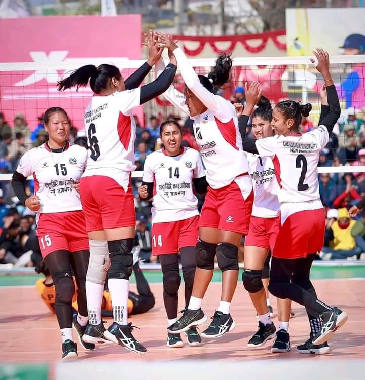 ढोरपाटन महिला भलिबल डबल लिग च्याम्पियनसिपः चन्द्रागिरि नगरपालिका न्यु डायमण्डको तेस्रो जित