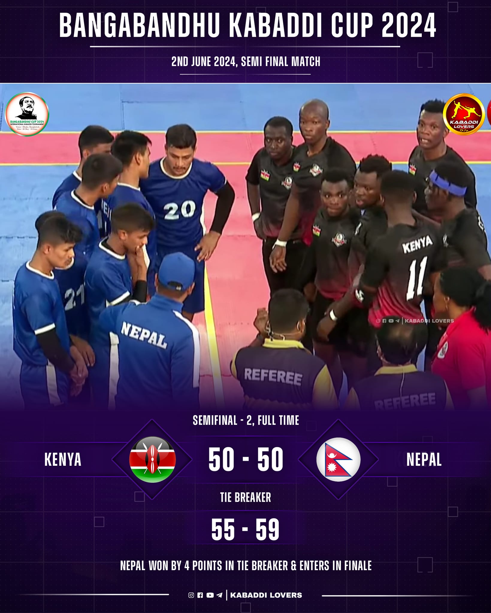 नेपाल बंगबन्धु कप कबड्डीको फाइनलमा