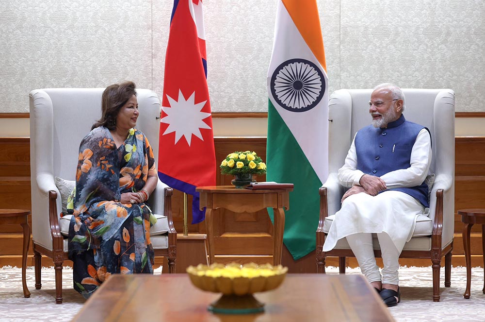 परराष्ट्र मन्त्री राणा र भारतीय प्रधानमन्त्री मोदीबीच भेटवार्ता