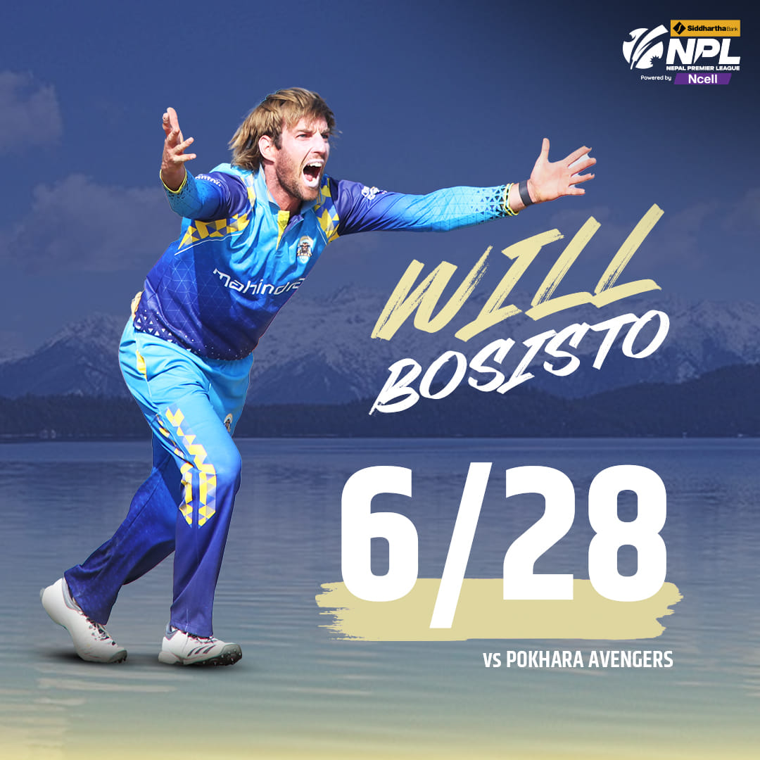 नेपाल प्रिमियर लिग क्रिकेटः कर्णालीको तेस्रो जित, बोसिस्टो एक्लैले लिए पोखराको ६ विकेट