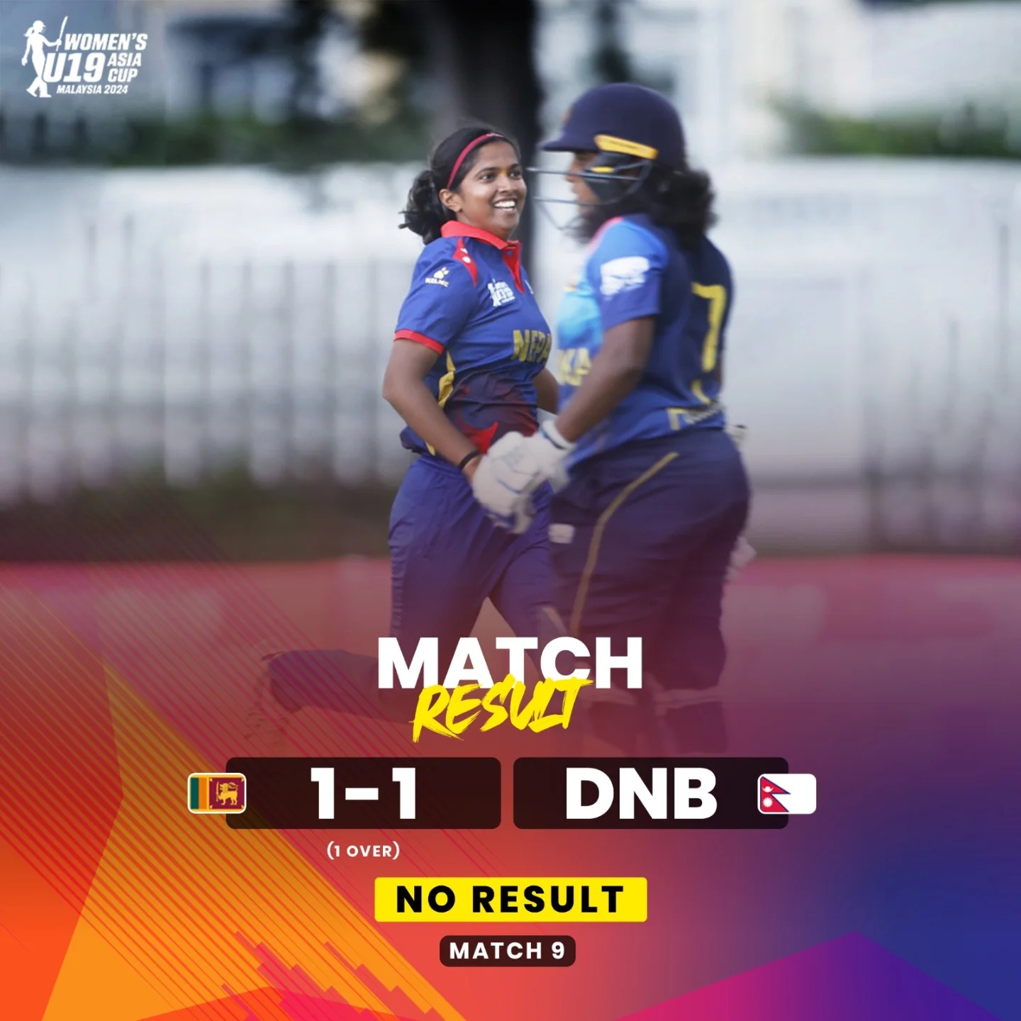 एसिसी महिला यू-१९ एसिया कप: वर्षाले खेल रोकिएपछि नेपाल र श्रीलंकाले अंक बाँडे