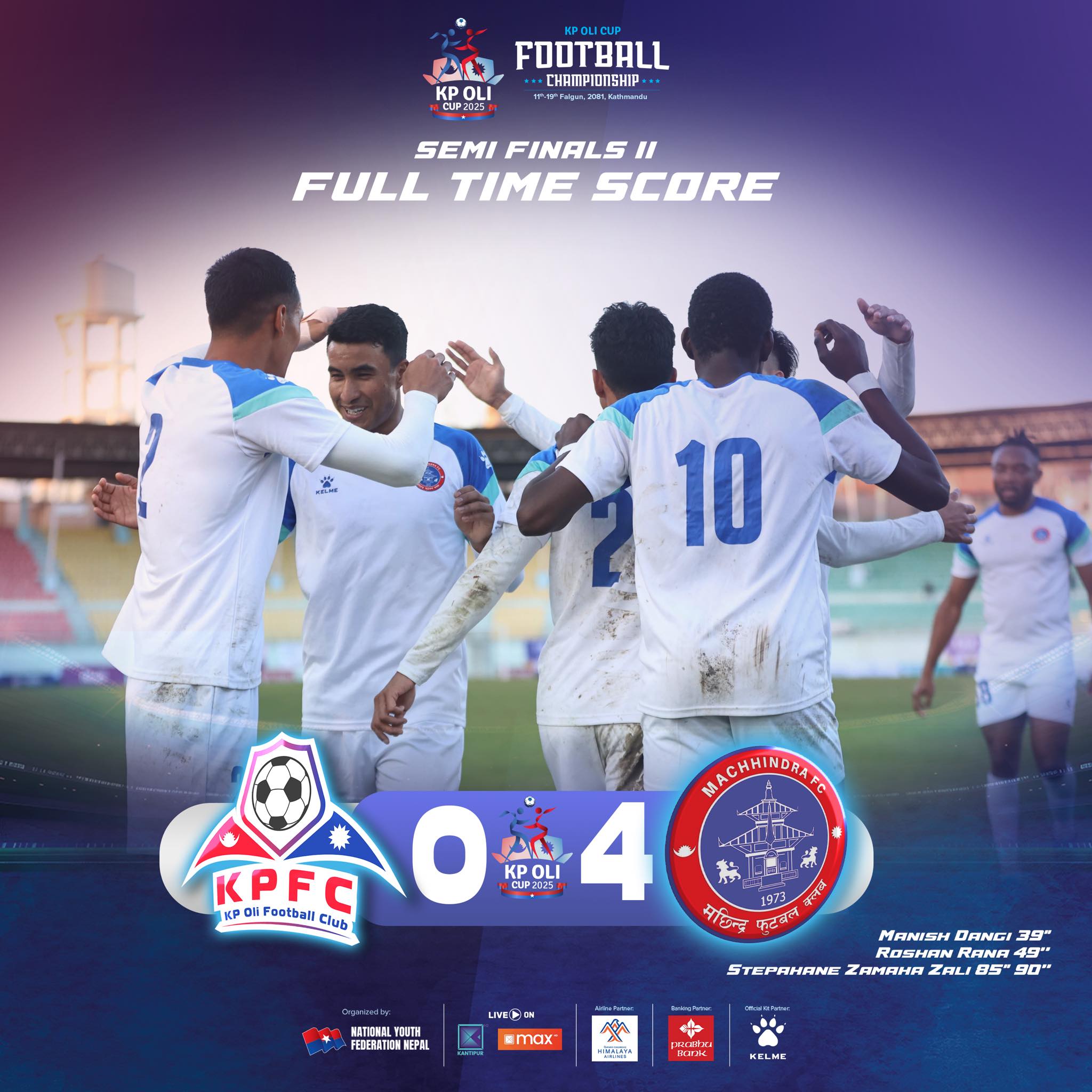 केपी ओली कप फुटबल प्रतियोगिता: मछिन्द्र क्लब फाइनलमा