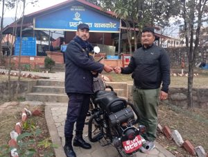 स्वयम्भूबाट हराएको बुलेट मोटरसाइकल चन्द्रागिरि नगरमा भेटियो