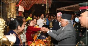 राष्ट्रपति रामचन्द्र पौडेलद्वारा शनिबार राति सेतो मच्छेन्द्रनाथको दर्शन