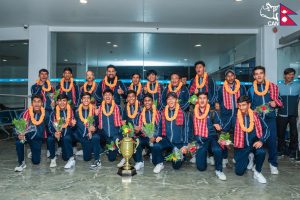 ट्रफी बोकेर स्वदेश फर्कियो एसीसी यू-१६ इस्ट जोन कप च्याम्पियन बनेको नेपाली टोली