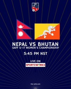 साफ यु-१७ महिला च्याम्पियनसिपमा नेपाल र भुटानबीच खेल हुँदै