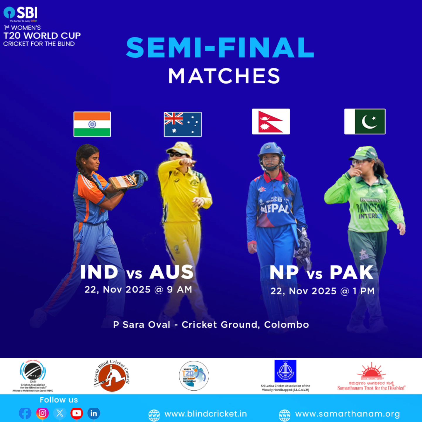 नेत्रहीन महिला टी-२० विश्वकप क्रिकेट: सेमीफाइनलमा नेपालले पाकिस्तानसँग खेल्ने