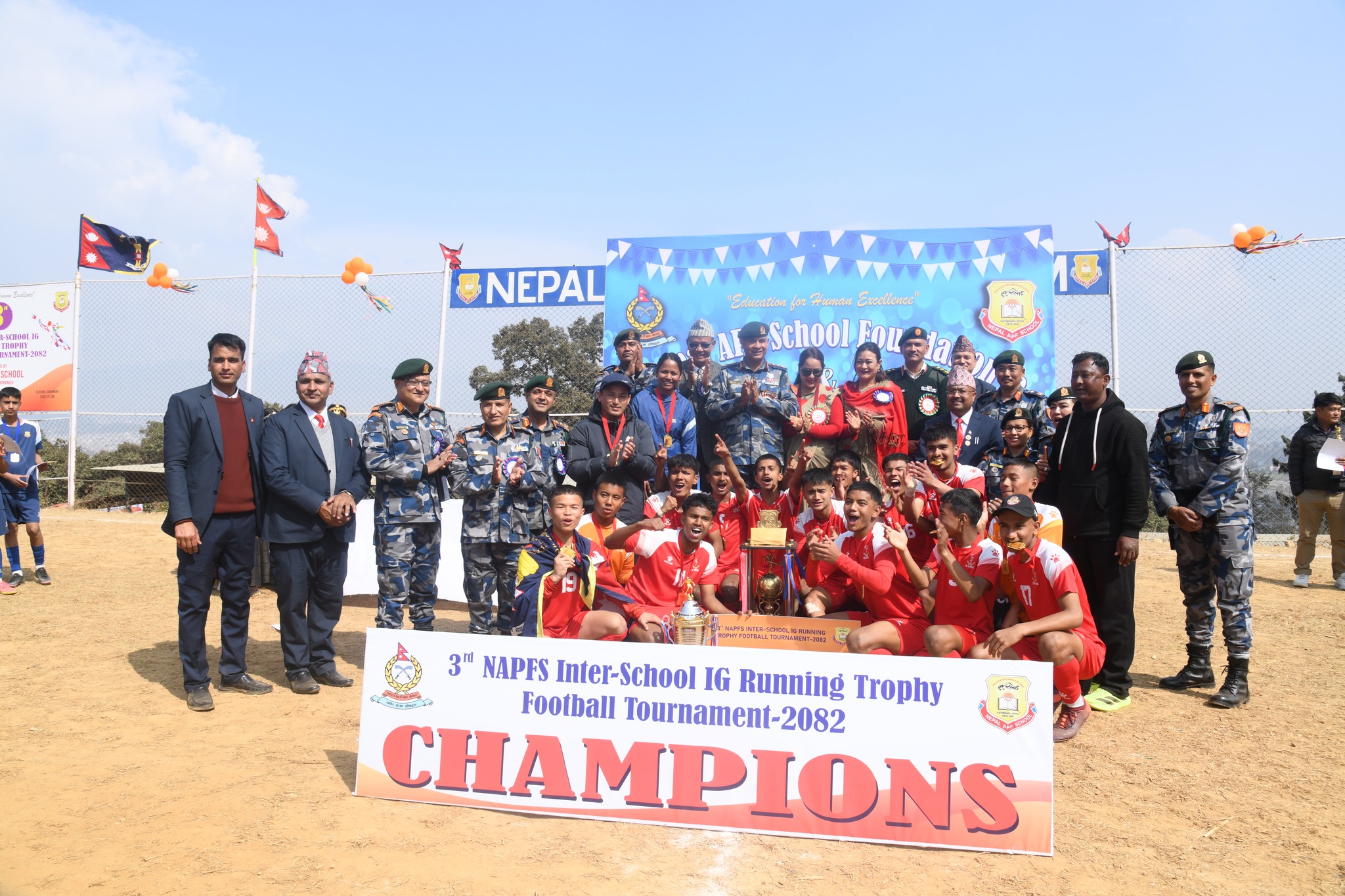 तेस्रो एपिएफ रनिङ्ग ट्रफी फुटबलको उपाधि सैनिक आवासीय महाविद्यालय सल्लाघारीलाई
