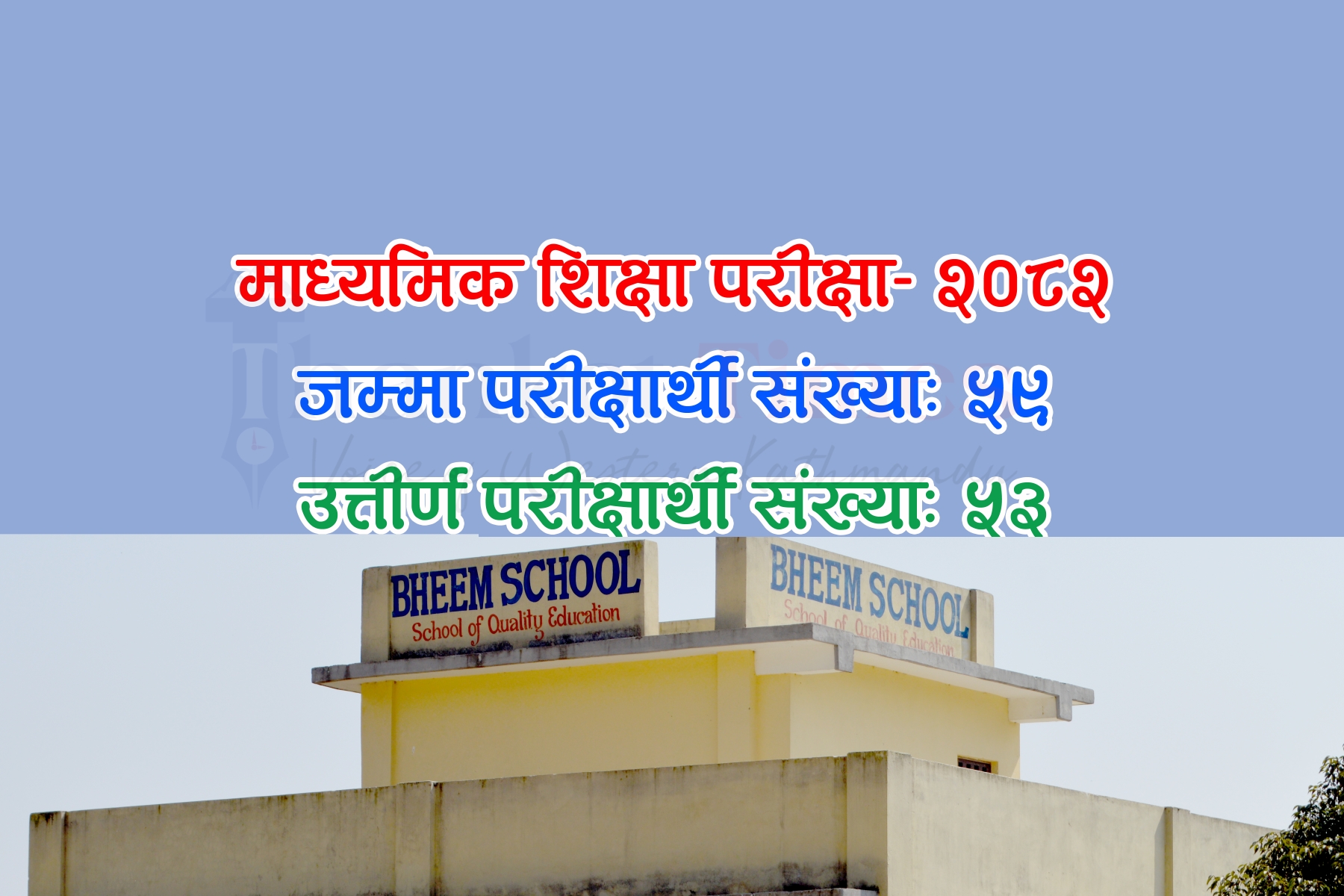 एसइई-२०८२: चन्द्रागिरि-२ वाँडभञ्ज्याङस्थित भीम माविका ५९ मध्ये ५३ जना विद्यार्थी उत्तीर्ण