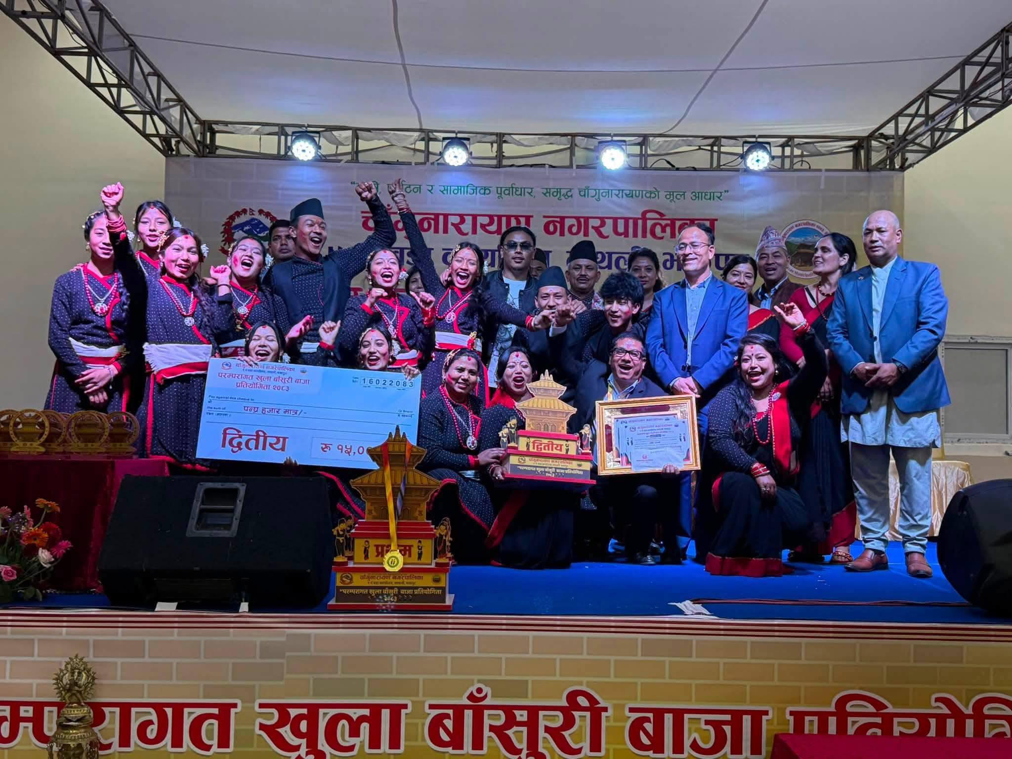 खुला बाँसुरी बाजा प्रतियोगिताः देवीस्थान बाँसुरी खल पहिलो, चन्द्रागिरिस्थित झिगु नेवाः बाँसुरी खल दोश्रो