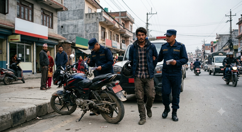 नागढुङ्गा घट्टेडाँडाबाट २ वटा पल्सर मोटरसाइकल प्रहरी नियन्त्रणमा, एकजना पक्राउ
