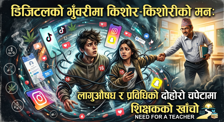 डिजिटलको भुँवरीमा किशोर-किशोरीको मन, लागुऔषध र प्रविधिको दोहोरो चपेटामा शिक्षकको खाँचो